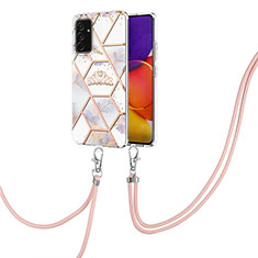 Coque Silicone Motif Fantaisie Souple Couleur Unie Etui Housse avec Laniere Strap Y02B pour Samsung Galaxy S23 FE 5G Gris