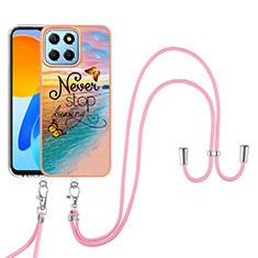 Coque Silicone Motif Fantaisie Souple Couleur Unie Etui Housse avec Laniere Strap Y03B pour Huawei Honor 70 Lite 5G Mixte