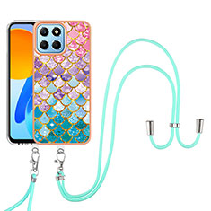 Coque Silicone Motif Fantaisie Souple Couleur Unie Etui Housse avec Laniere Strap Y03B pour Huawei Honor X6 5G Colorful