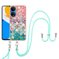 Coque Silicone Motif Fantaisie Souple Couleur Unie Etui Housse avec Laniere Strap Y03B pour Huawei Honor X7 Colorful