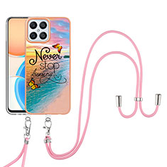 Coque Silicone Motif Fantaisie Souple Couleur Unie Etui Housse avec Laniere Strap Y03B pour Huawei Honor X8 4G Mixte