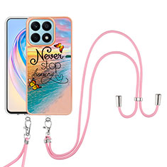 Coque Silicone Motif Fantaisie Souple Couleur Unie Etui Housse avec Laniere Strap Y03B pour Huawei Honor X8a 4G Mixte