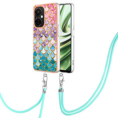 Coque Silicone Motif Fantaisie Souple Couleur Unie Etui Housse avec Laniere Strap Y03B pour OnePlus Nord CE 3 5G Colorful