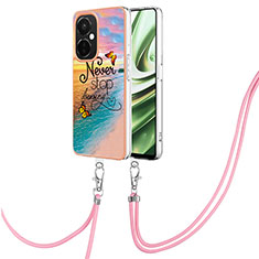 Coque Silicone Motif Fantaisie Souple Couleur Unie Etui Housse avec Laniere Strap Y03B pour OnePlus Nord N30 5G Mixte