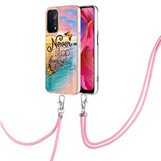 Coque Silicone Motif Fantaisie Souple Couleur Unie Etui Housse avec Laniere Strap Y03B pour Oppo A93 5G Mixte