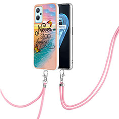 Coque Silicone Motif Fantaisie Souple Couleur Unie Etui Housse avec Laniere Strap Y03B pour Oppo K10 4G Mixte