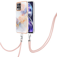 Coque Silicone Motif Fantaisie Souple Couleur Unie Etui Housse avec Laniere Strap Y03B pour Realme 8i Violet Clair