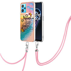 Coque Silicone Motif Fantaisie Souple Couleur Unie Etui Housse avec Laniere Strap Y03B pour Realme 9 4G Mixte