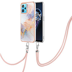 Coque Silicone Motif Fantaisie Souple Couleur Unie Etui Housse avec Laniere Strap Y03B pour Realme 9 Pro+ Plus 5G Violet Clair