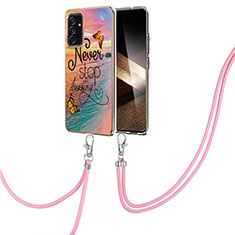 Coque Silicone Motif Fantaisie Souple Couleur Unie Etui Housse avec Laniere Strap Y03B pour Samsung Galaxy A15 LTE Mixte