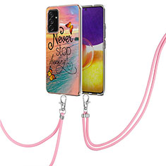 Coque Silicone Motif Fantaisie Souple Couleur Unie Etui Housse avec Laniere Strap Y03B pour Samsung Galaxy A24 4G Mixte