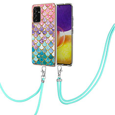 Coque Silicone Motif Fantaisie Souple Couleur Unie Etui Housse avec Laniere Strap Y03B pour Samsung Galaxy A25 5G Colorful