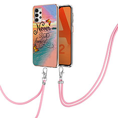 Coque Silicone Motif Fantaisie Souple Couleur Unie Etui Housse avec Laniere Strap Y03B pour Samsung Galaxy A32 4G Mixte