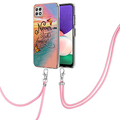 Coque Silicone Motif Fantaisie Souple Couleur Unie Etui Housse avec Laniere Strap Y03B pour Samsung Galaxy F42 5G Mixte