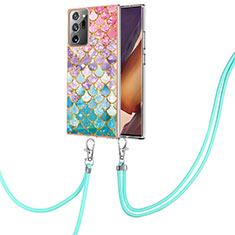 Coque Silicone Motif Fantaisie Souple Couleur Unie Etui Housse avec Laniere Strap Y03B pour Samsung Galaxy Note 20 Ultra 5G Colorful