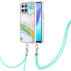 Coque Silicone Motif Fantaisie Souple Couleur Unie Etui Housse avec Laniere Strap Y05B pour Huawei Honor 70 Lite 5G Colorful