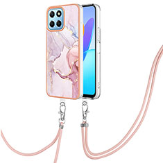 Coque Silicone Motif Fantaisie Souple Couleur Unie Etui Housse avec Laniere Strap Y05B pour Huawei Honor 70 Lite 5G Rose