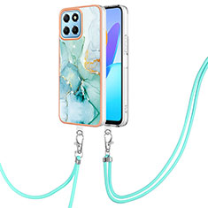 Coque Silicone Motif Fantaisie Souple Couleur Unie Etui Housse avec Laniere Strap Y05B pour Huawei Honor 70 Lite 5G Vert