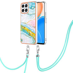 Coque Silicone Motif Fantaisie Souple Couleur Unie Etui Housse avec Laniere Strap Y05B pour Huawei Honor X8 4G Colorful