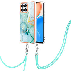 Coque Silicone Motif Fantaisie Souple Couleur Unie Etui Housse avec Laniere Strap Y05B pour Huawei Honor X8 4G Vert