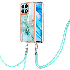 Coque Silicone Motif Fantaisie Souple Couleur Unie Etui Housse avec Laniere Strap Y05B pour Huawei Honor X8a 4G Vert