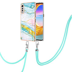 Coque Silicone Motif Fantaisie Souple Couleur Unie Etui Housse avec Laniere Strap Y05B pour LG Velvet 5G Colorful