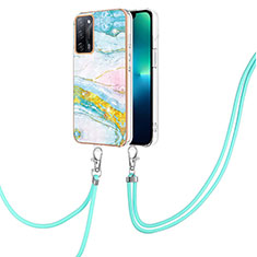 Coque Silicone Motif Fantaisie Souple Couleur Unie Etui Housse avec Laniere Strap Y05B pour Oppo A53s 5G Colorful