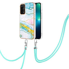 Coque Silicone Motif Fantaisie Souple Couleur Unie Etui Housse avec Laniere Strap Y05B pour Oppo A74 5G Colorful