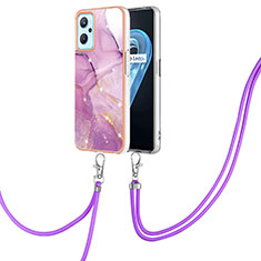 Coque Silicone Motif Fantaisie Souple Couleur Unie Etui Housse avec Laniere Strap Y05B pour Oppo A96 4G Violet Clair