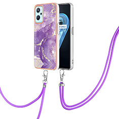 Coque Silicone Motif Fantaisie Souple Couleur Unie Etui Housse avec Laniere Strap Y05B pour Oppo K10 4G Violet