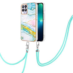 Coque Silicone Motif Fantaisie Souple Couleur Unie Etui Housse avec Laniere Strap Y05B pour Realme 8i Colorful