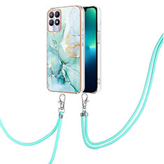 Coque Silicone Motif Fantaisie Souple Couleur Unie Etui Housse avec Laniere Strap Y05B pour Realme 8i Vert