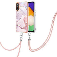 Coque Silicone Motif Fantaisie Souple Couleur Unie Etui Housse avec Laniere Strap Y05B pour Samsung Galaxy A04s Rose