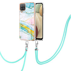 Coque Silicone Motif Fantaisie Souple Couleur Unie Etui Housse avec Laniere Strap Y05B pour Samsung Galaxy A12 5G Colorful