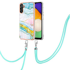 Coque Silicone Motif Fantaisie Souple Couleur Unie Etui Housse avec Laniere Strap Y05B pour Samsung Galaxy A13 5G Colorful