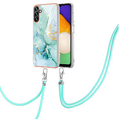 Coque Silicone Motif Fantaisie Souple Couleur Unie Etui Housse avec Laniere Strap Y05B pour Samsung Galaxy A13 5G Vert