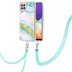 Coque Silicone Motif Fantaisie Souple Couleur Unie Etui Housse avec Laniere Strap Y05B pour Samsung Galaxy A22 4G Colorful