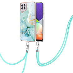 Coque Silicone Motif Fantaisie Souple Couleur Unie Etui Housse avec Laniere Strap Y05B pour Samsung Galaxy A22 4G Vert