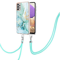 Coque Silicone Motif Fantaisie Souple Couleur Unie Etui Housse avec Laniere Strap Y05B pour Samsung Galaxy A23 4G Vert