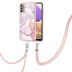 Coque Silicone Motif Fantaisie Souple Couleur Unie Etui Housse avec Laniere Strap Y05B pour Samsung Galaxy A33 5G Rose