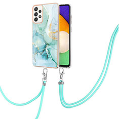 Coque Silicone Motif Fantaisie Souple Couleur Unie Etui Housse avec Laniere Strap Y05B pour Samsung Galaxy A52 4G Vert