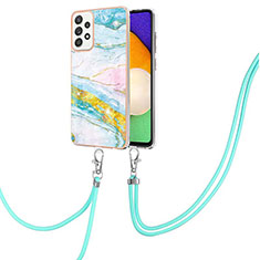 Coque Silicone Motif Fantaisie Souple Couleur Unie Etui Housse avec Laniere Strap Y05B pour Samsung Galaxy A52 5G Colorful