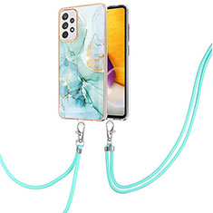 Coque Silicone Motif Fantaisie Souple Couleur Unie Etui Housse avec Laniere Strap Y05B pour Samsung Galaxy A72 5G Vert