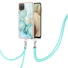 Coque Silicone Motif Fantaisie Souple Couleur Unie Etui Housse avec Laniere Strap Y05B pour Samsung Galaxy M12 Vert