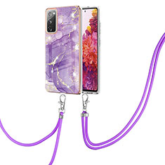 Coque Silicone Motif Fantaisie Souple Couleur Unie Etui Housse avec Laniere Strap Y05B pour Samsung Galaxy S20 FE (2022) 5G Violet