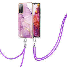 Coque Silicone Motif Fantaisie Souple Couleur Unie Etui Housse avec Laniere Strap Y05B pour Samsung Galaxy S20 FE (2022) 5G Violet Clair