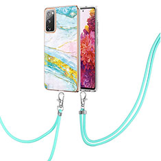 Coque Silicone Motif Fantaisie Souple Couleur Unie Etui Housse avec Laniere Strap Y05B pour Samsung Galaxy S20 FE 4G Colorful