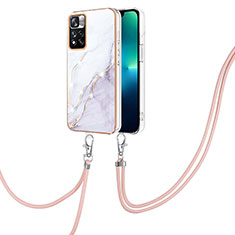 Coque Silicone Motif Fantaisie Souple Couleur Unie Etui Housse avec Laniere Strap Y05B pour Xiaomi Mi 11i 5G (2022) Blanc