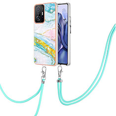 Coque Silicone Motif Fantaisie Souple Couleur Unie Etui Housse avec Laniere Strap Y05B pour Xiaomi Mi 11T 5G Colorful