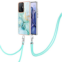 Coque Silicone Motif Fantaisie Souple Couleur Unie Etui Housse avec Laniere Strap Y05B pour Xiaomi Mi 11T Pro 5G Vert